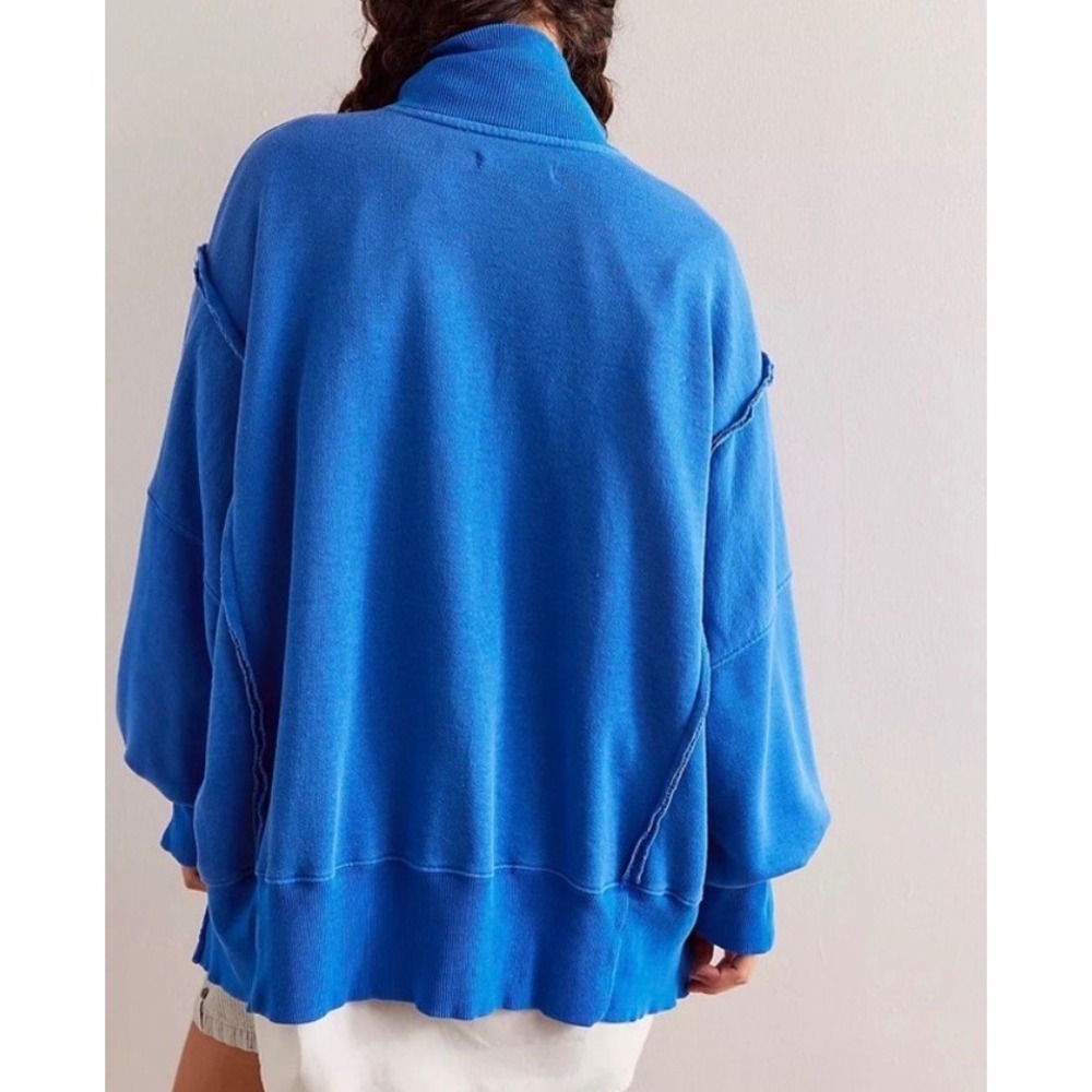 We The Free People Shirt Sweatshirt Pullover Camden Henley Blue Large - Picture 2 of 10